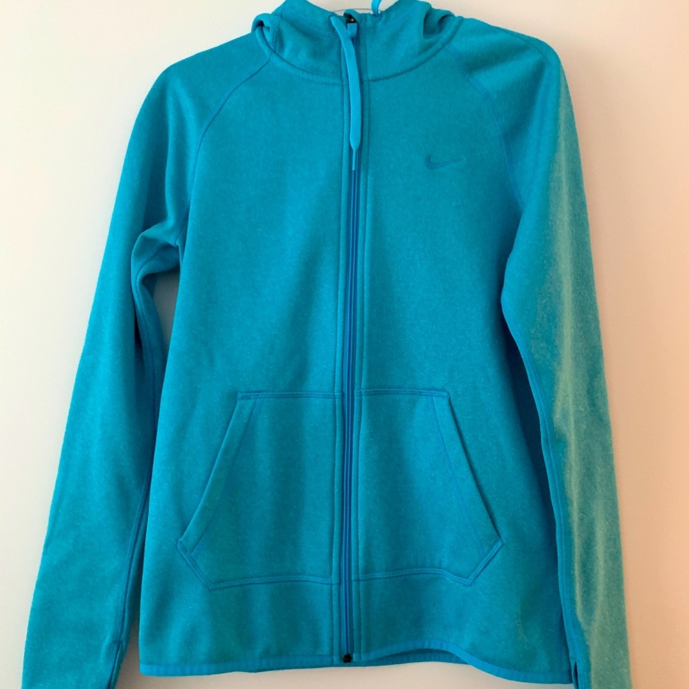 Like-new! NIKE blue 💙 full-zip thermal Y2K HOODIE Size XS
